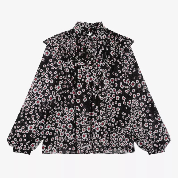 The Kooples Tops - The Kooples Floral Blouse Ruffled Long Sleeve